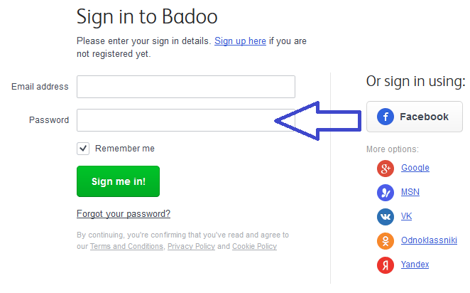 Badoo login password