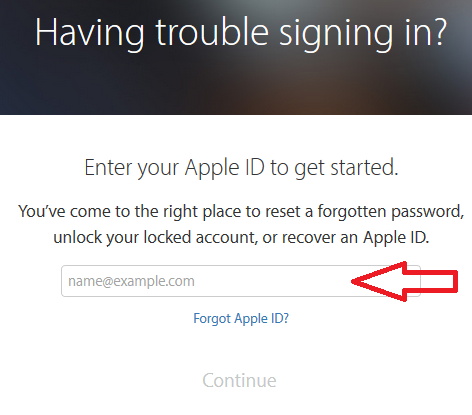 enter apple id in the field box