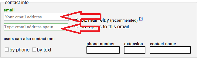 craigslist posting form email fields