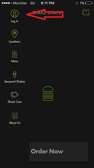 shake shack log in button ios app image