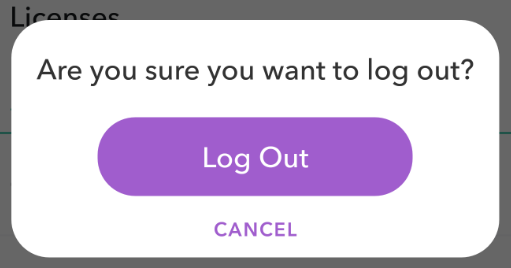 snapchat log out button on pop up window image