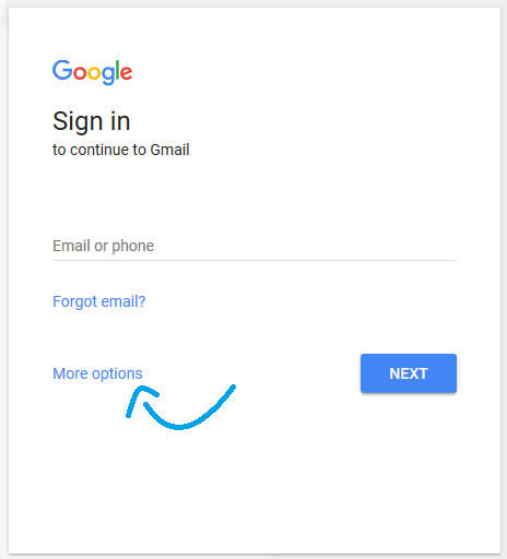 gmail for seniors sign up more options link image
